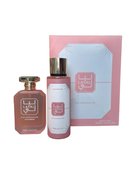 Coffret Layali Parfum 100 ml + Brume Corps & Cheveux 250 ml -Marshmallow Pink